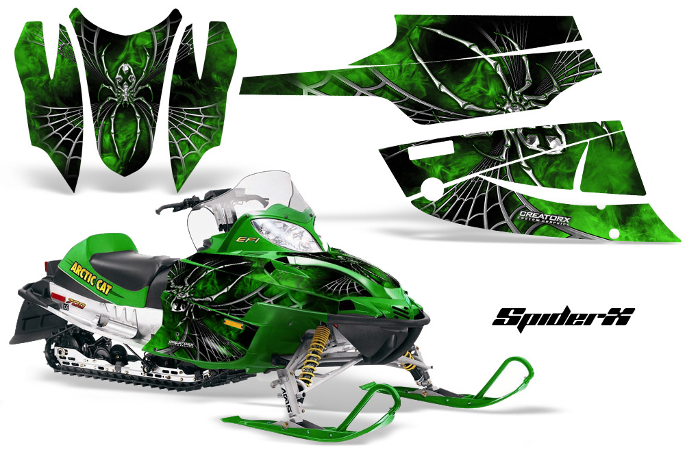 Arctic Cat Firecat Graphics Kit SpiderX Green Green